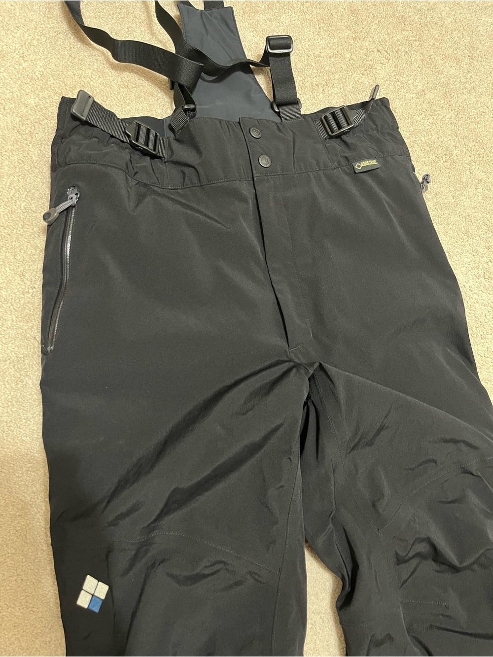 Montbell gore Tex Black Men's Ski Snow Pants with Adjustable Suspenders
